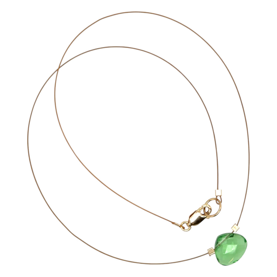 Czech Quartz Necklace - Lime Green