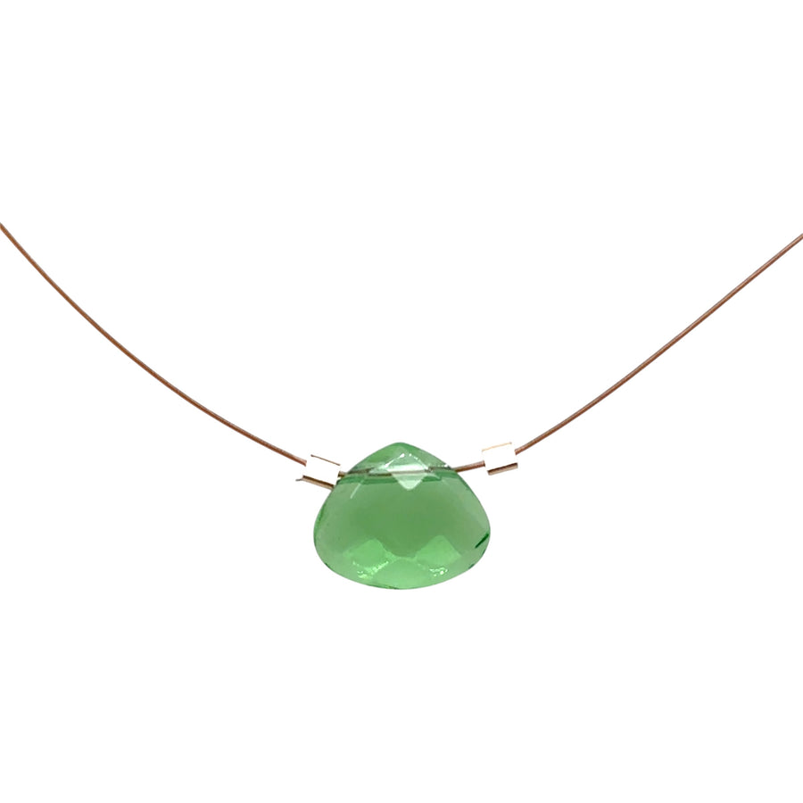 Czech Quartz Necklace - Lime Green