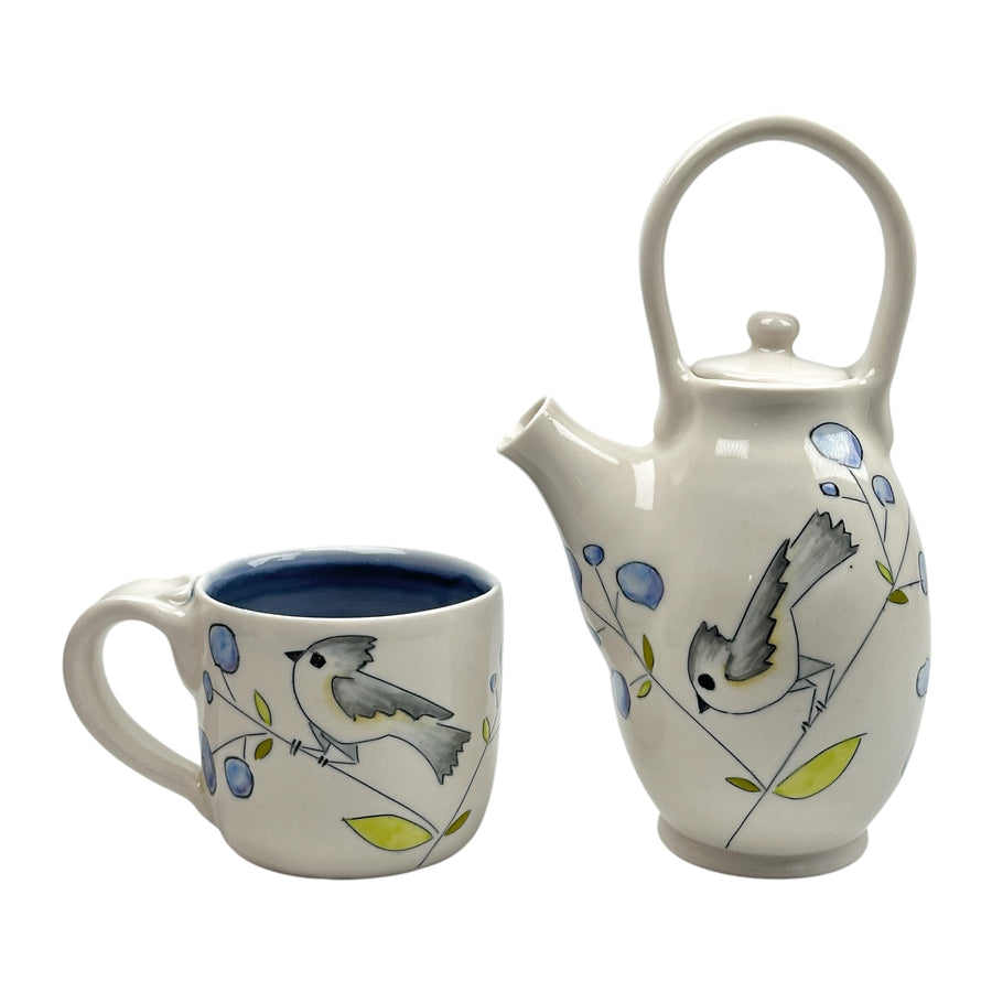 Birds and Blueberries - Teapot - Small