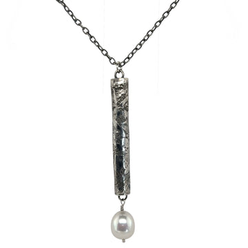 Necklace - Fused Silver Pods with Freshwater Pearl Drop
