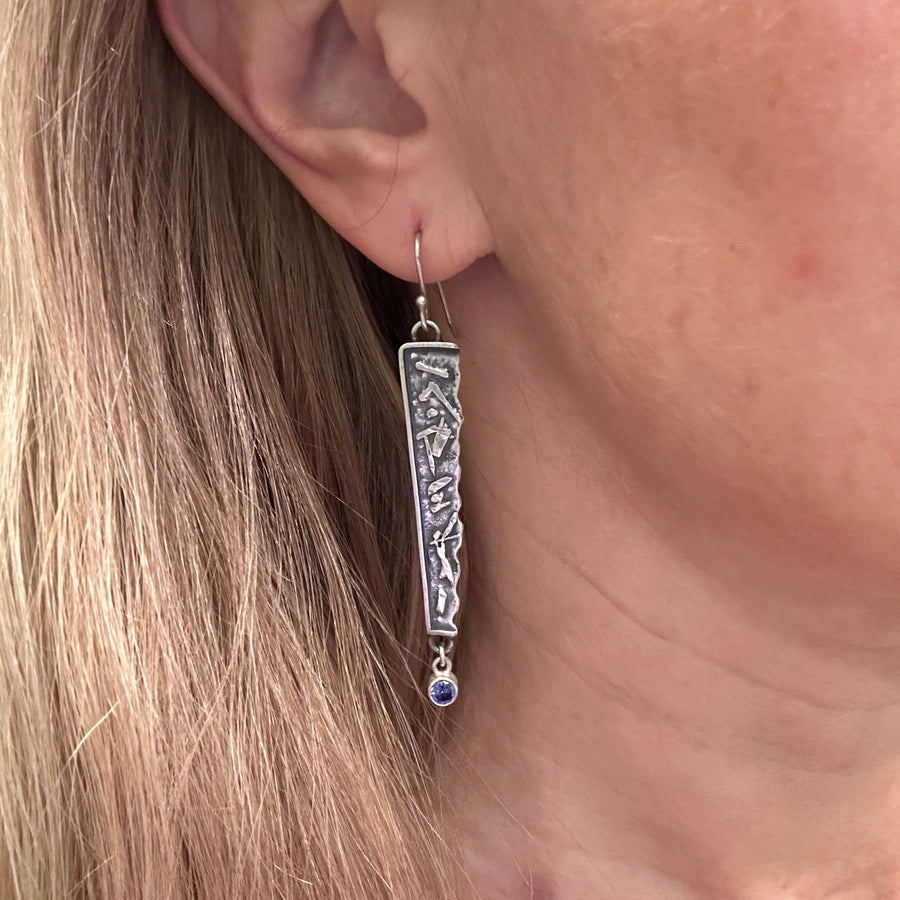 Earrings - Tanzanite with Fused Silver