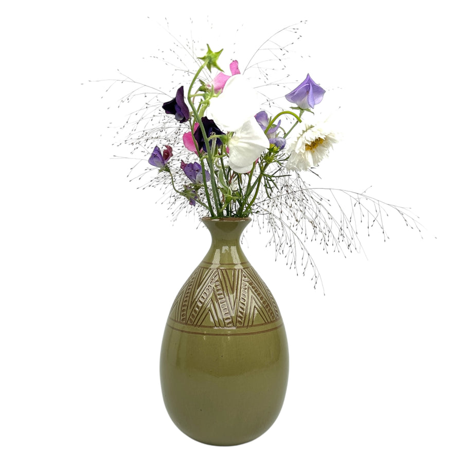 Large Vase - Sage - Geometric