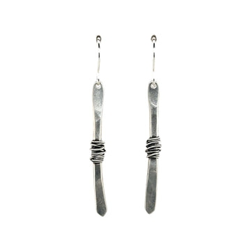 Earrings - Silver Twigs Wrapped With Silver