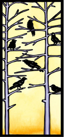 Cackle of Crows - Original Linocut