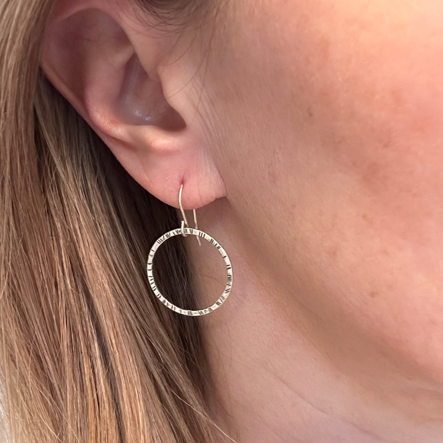 Earrings - Stamped Silver Circles