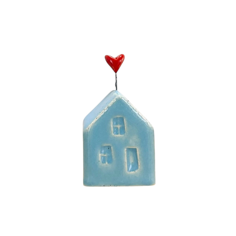 Baby Blue Tiny House with Top Embellishment