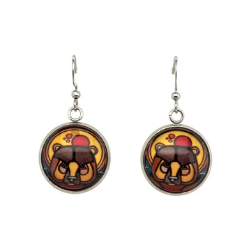 Earrings - Bear in Forest