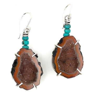 Earrings - Tiny Geodes with Turquoise