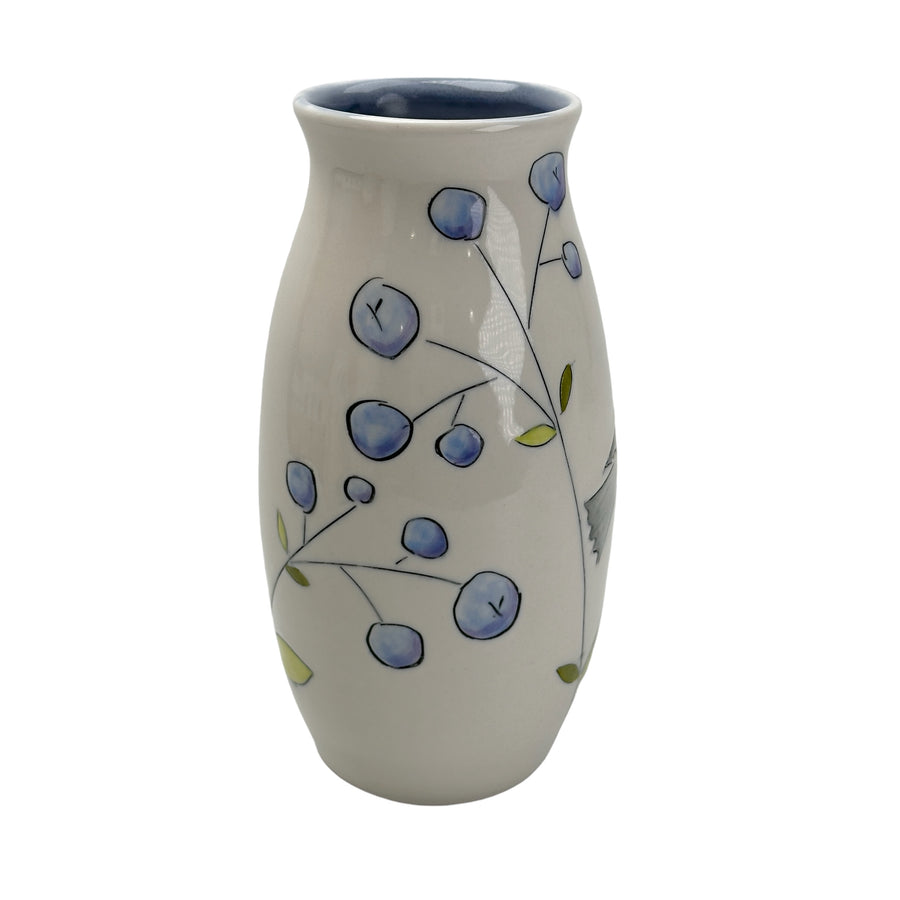 Birds and Blueberries - Vase - Medium