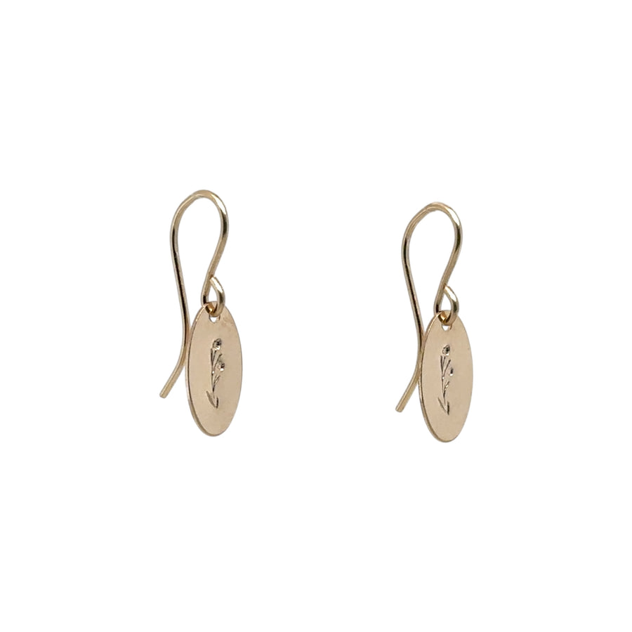 Earrings - Oval with Flower Sprig
