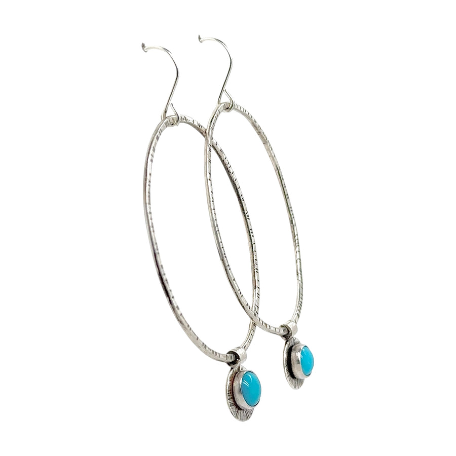 Earrings - Silver Ovals with Turquoise