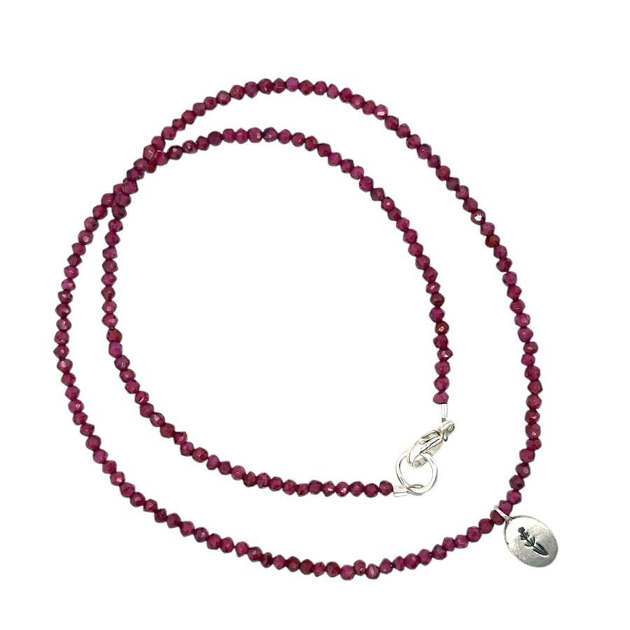 Necklace - Faceted Garnet with Lavender Pendant