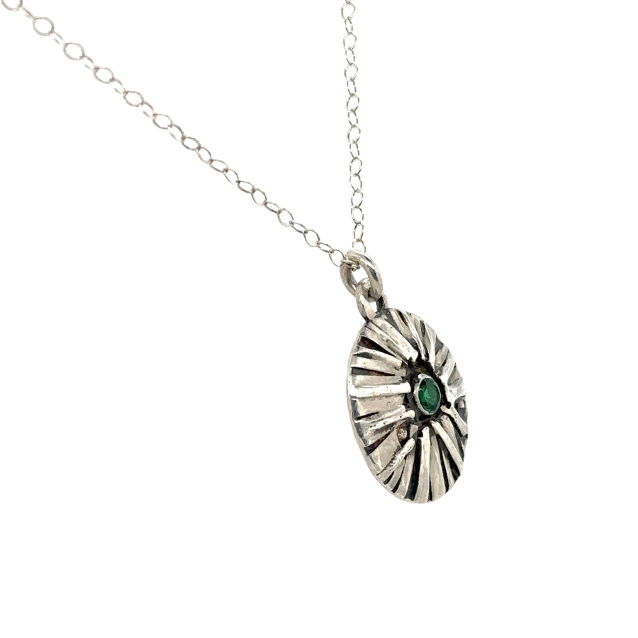 Necklace - Round Pendant with Emerald