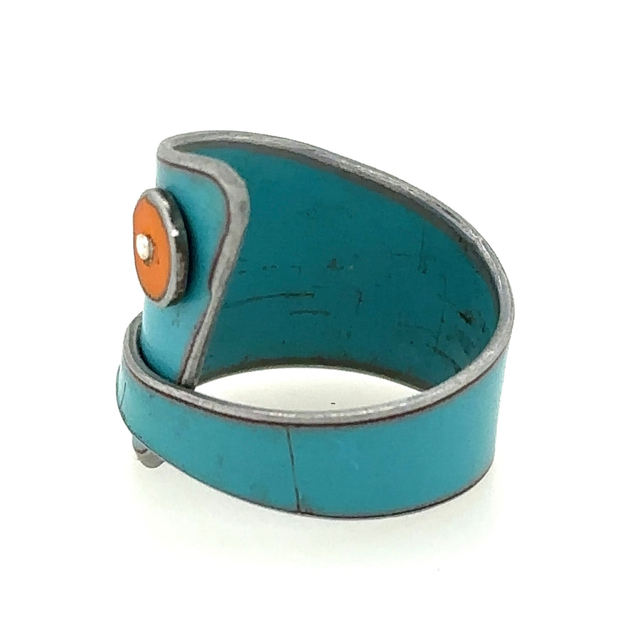 Ring - Turquoise with Orange Dot - Size 8