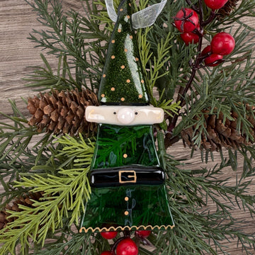 Christmas Elf Glass Ornament