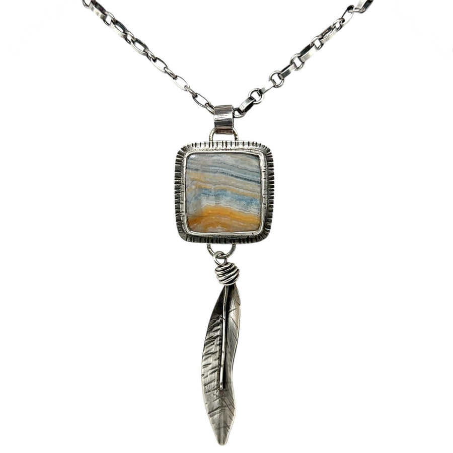 Necklace - Dolomite/Calcite with Silver Feather