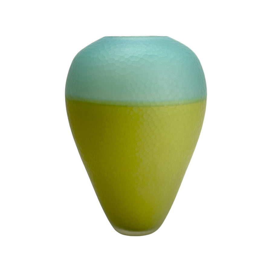 Aqua and Chartreuse Textured Incalmo Vase #301