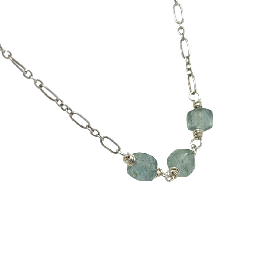 Necklace - Aquamarine Cubes