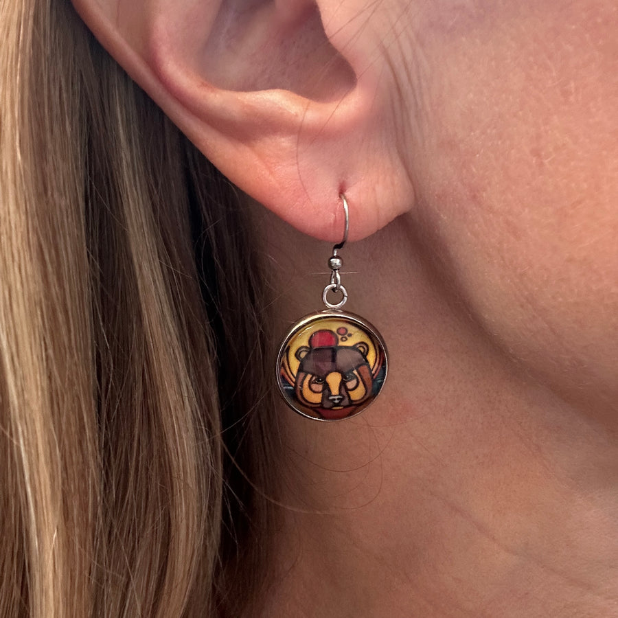 Earrings - Bear in Forest