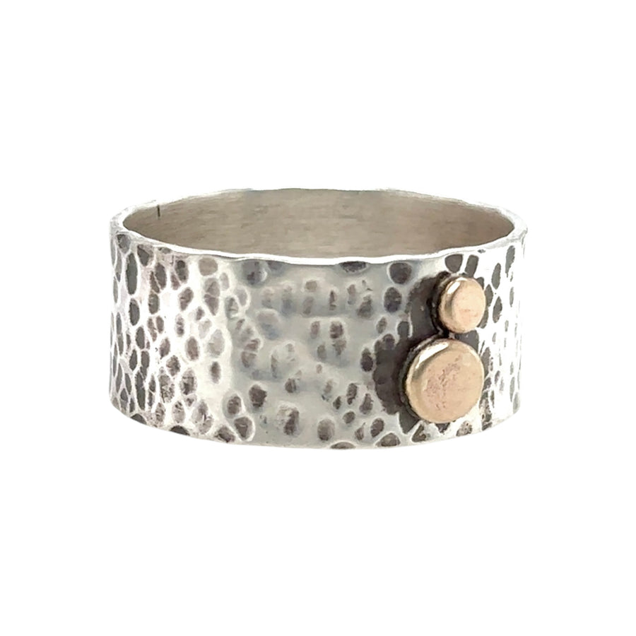 Ring - Silver with 14k Gold Dots - Size 13.5