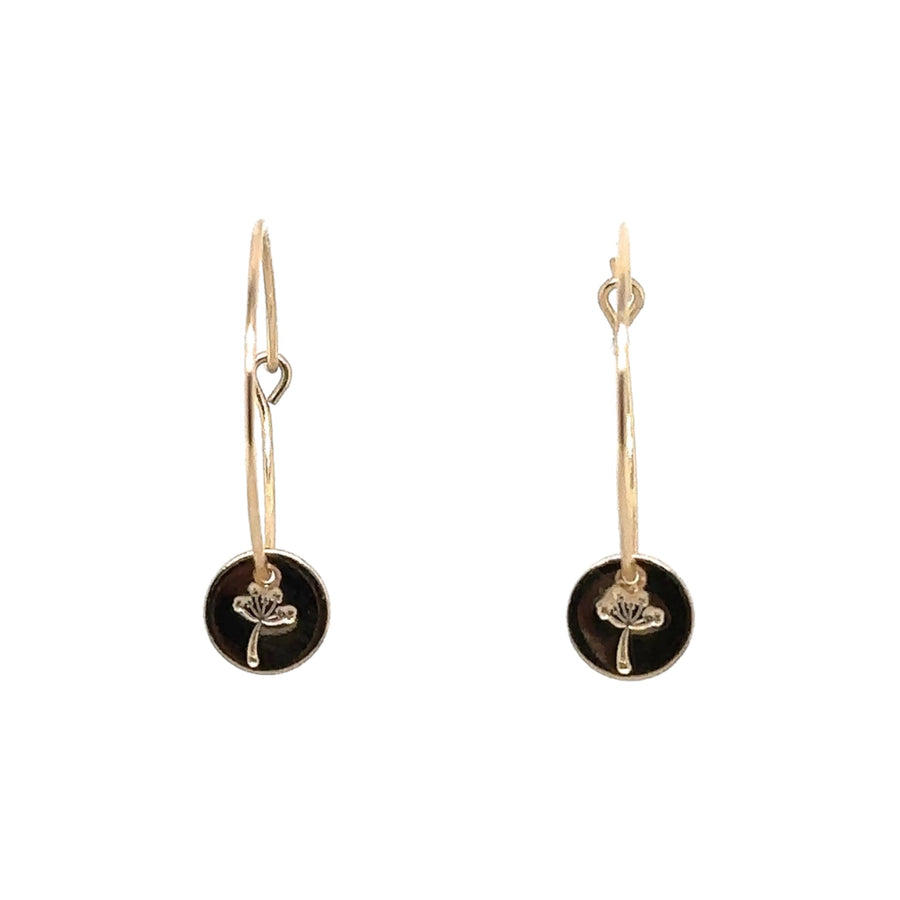 Earrings - Hoops with Queen Anne Lace Disk