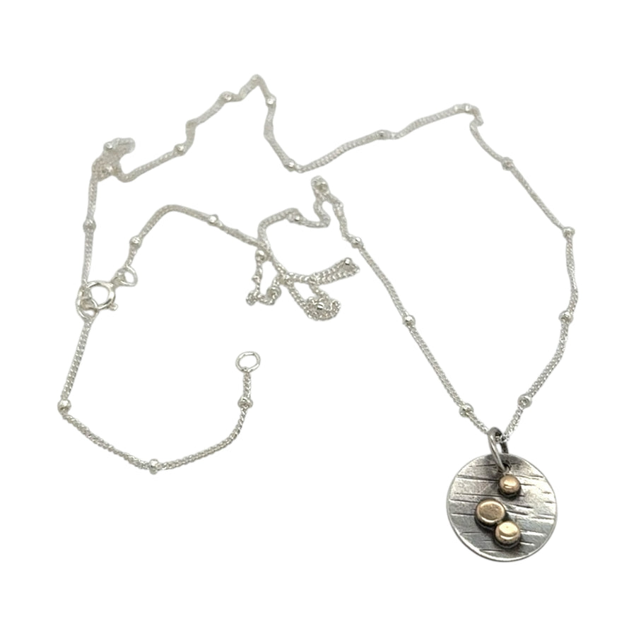 Necklace - Silver Oval with 14K Dots