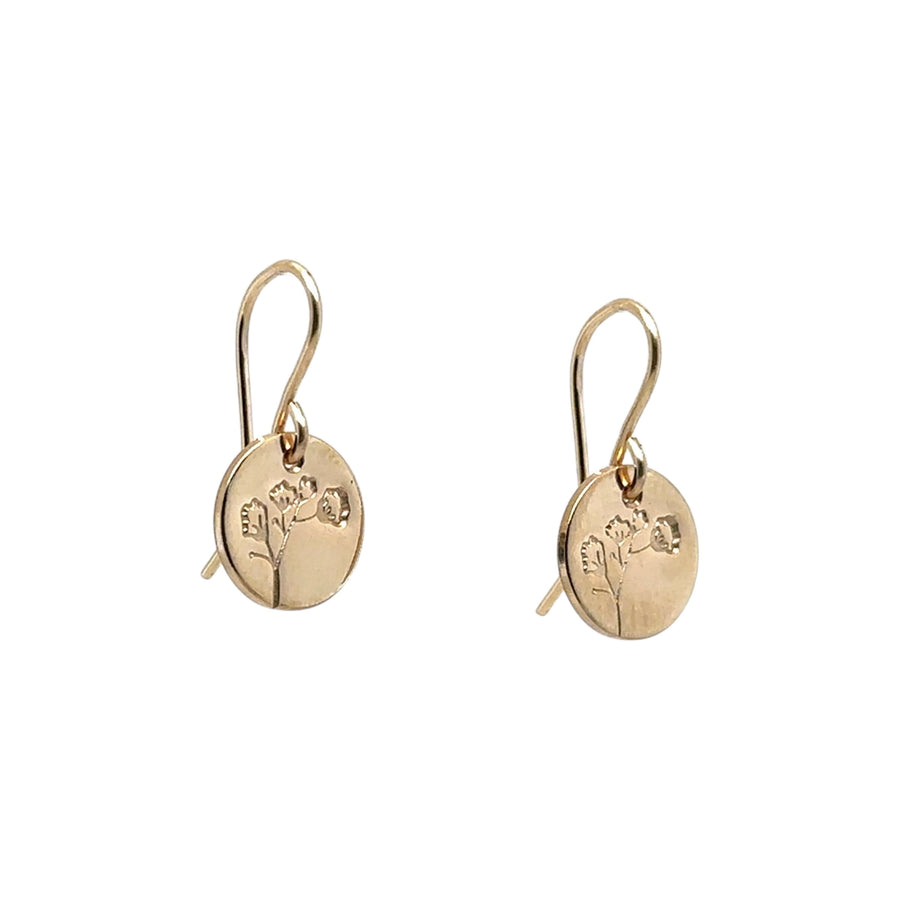 Earrings - Disk with Baby's Breath