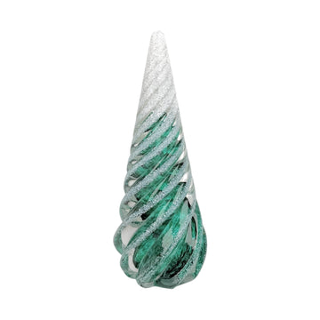 Large Spiral Glass Tree with Snow - Light Emerald