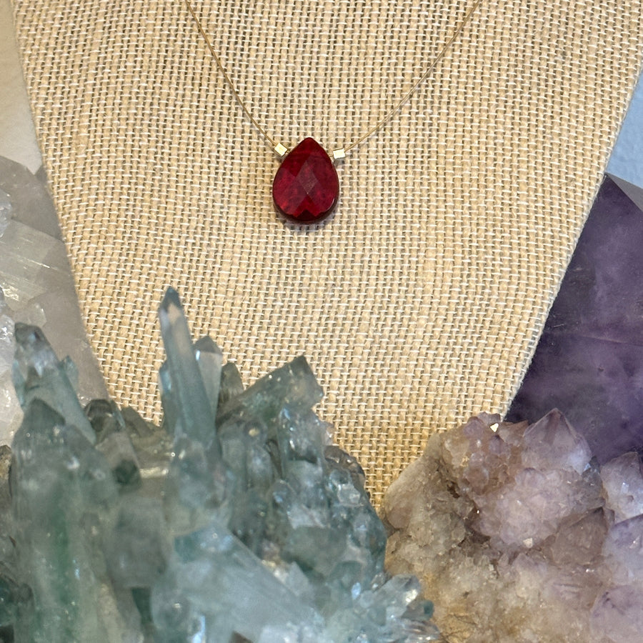 Czech Quartz Necklace - Cherry