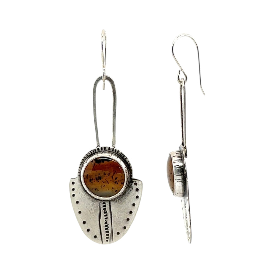 Earrings - Montana Agate Long Shields