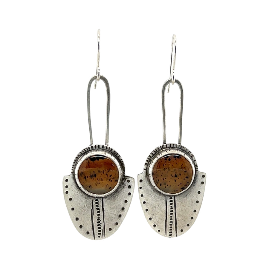 Earrings - Montana Agate Long Shields
