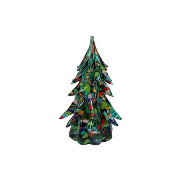 Small Decorated Glass Tree - Dark Emerald