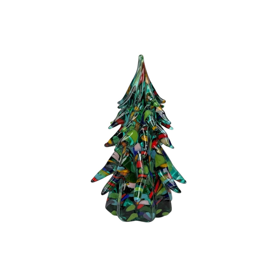 Small Decorated Glass Tree - Dark Emerald