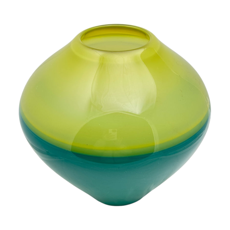 Chartreuse and Aqua Incalmo Vase #304