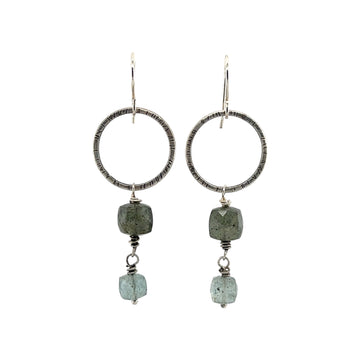 Earrings - Moss Aquamarine on Silver