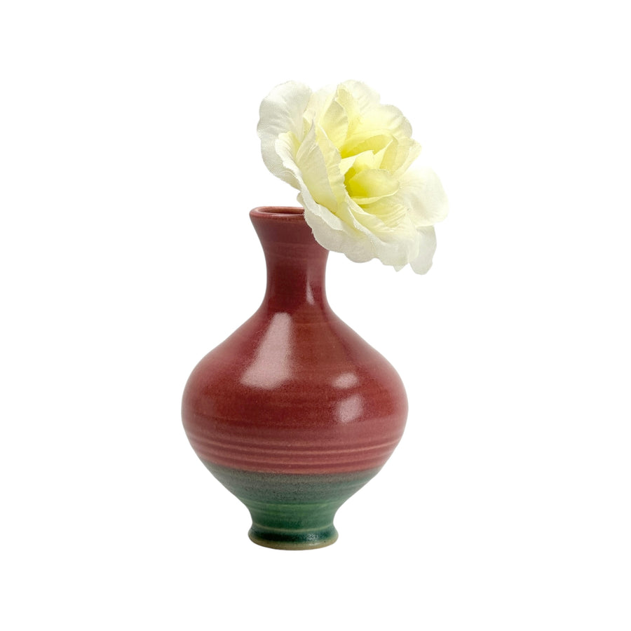 Bud Vase - Cranberry/Green