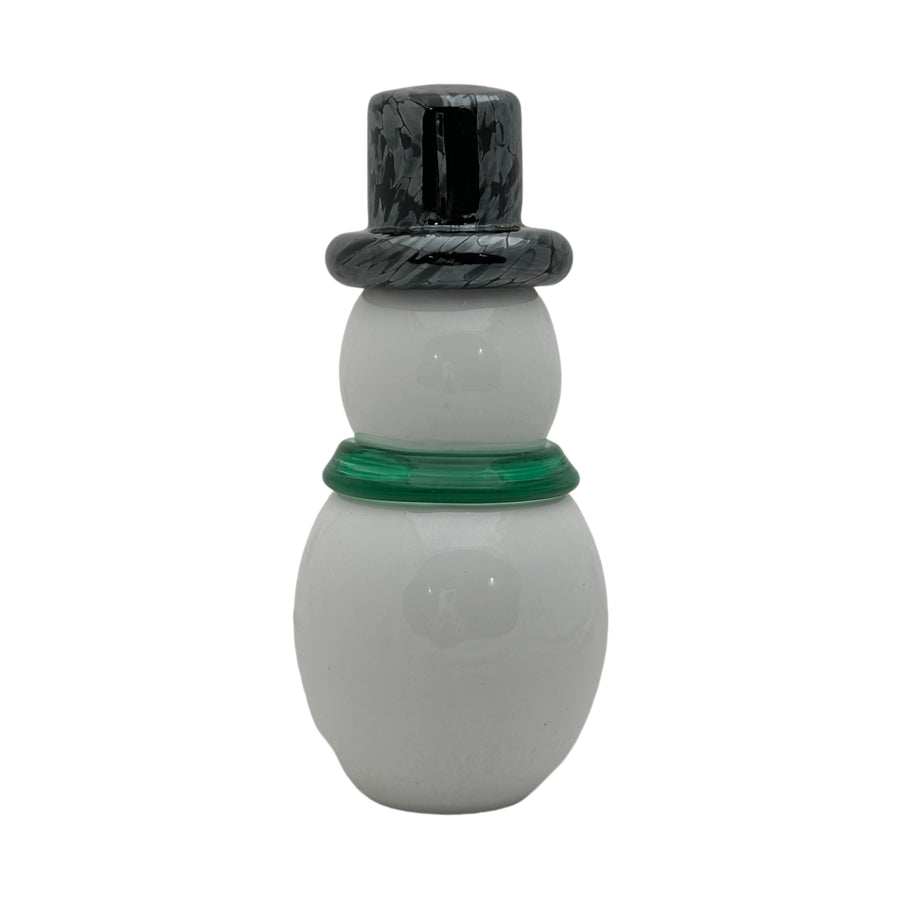 Snowman with Top Hat and Green Scarf