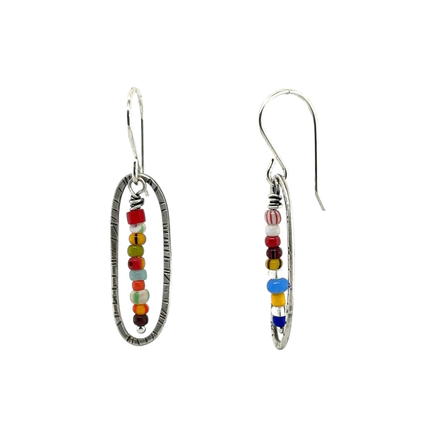 Earrings - Vintage Beads with Stamped Ovals