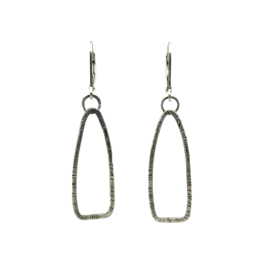 Earrings - Silver Stamped Stirrup