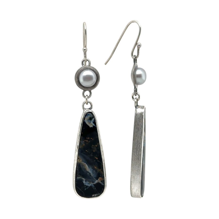 Earrings - Pietersite and Pearl