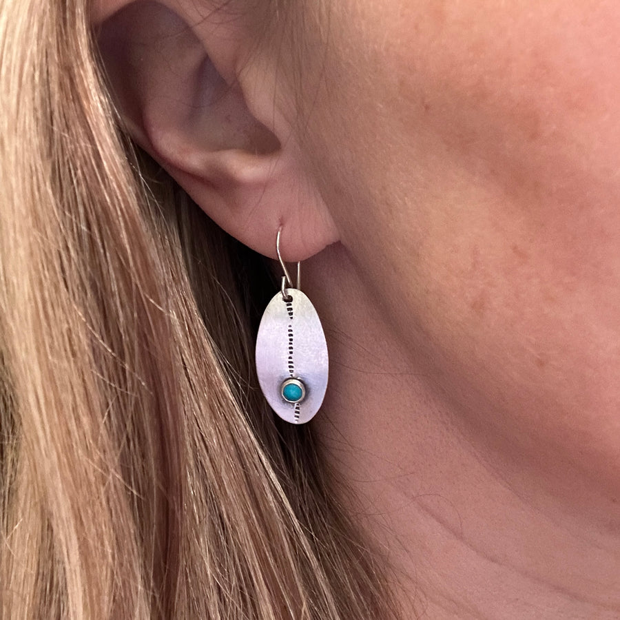 Earrings - Silver Shields with Turquoise