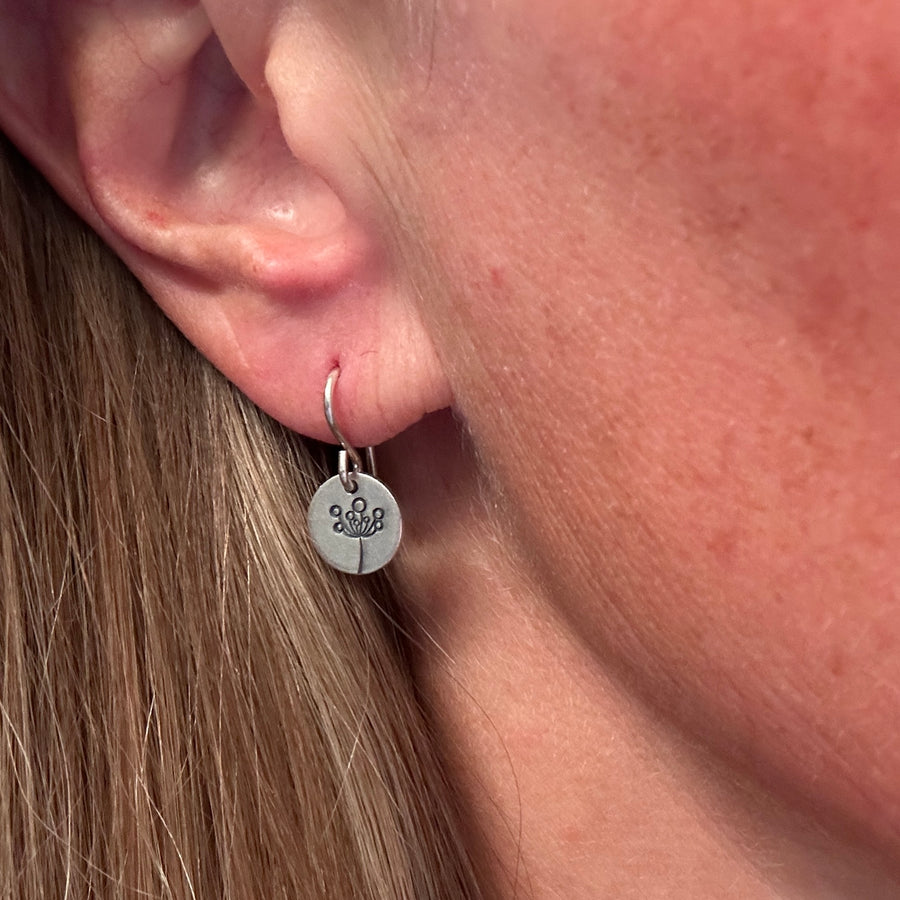 Earrings - Disk with Mod Flower