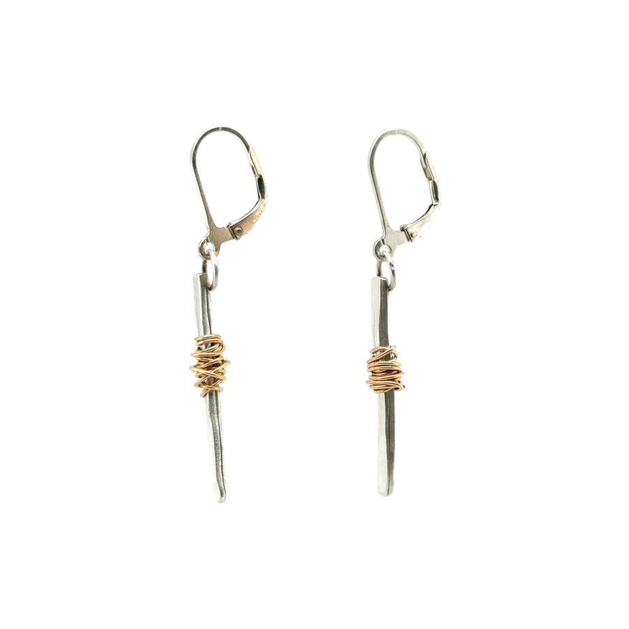 Earrings - Silver Twig with Gold Fill - Small