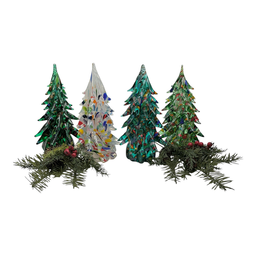 Large Decorated Glass Tree - Dark Green