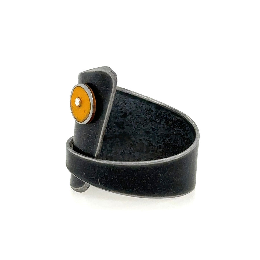 Ring - Black with Yellow Dot - Size 8.25