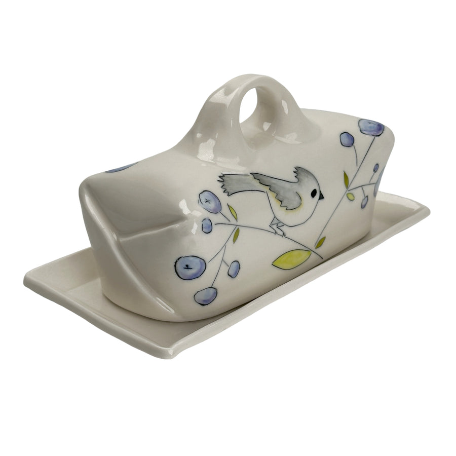 Birds and Blueberries - Butter Dish