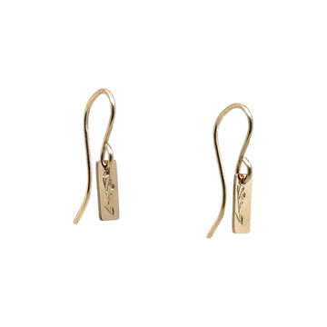 Earrings - Small Rectangle with Flower Sprig
