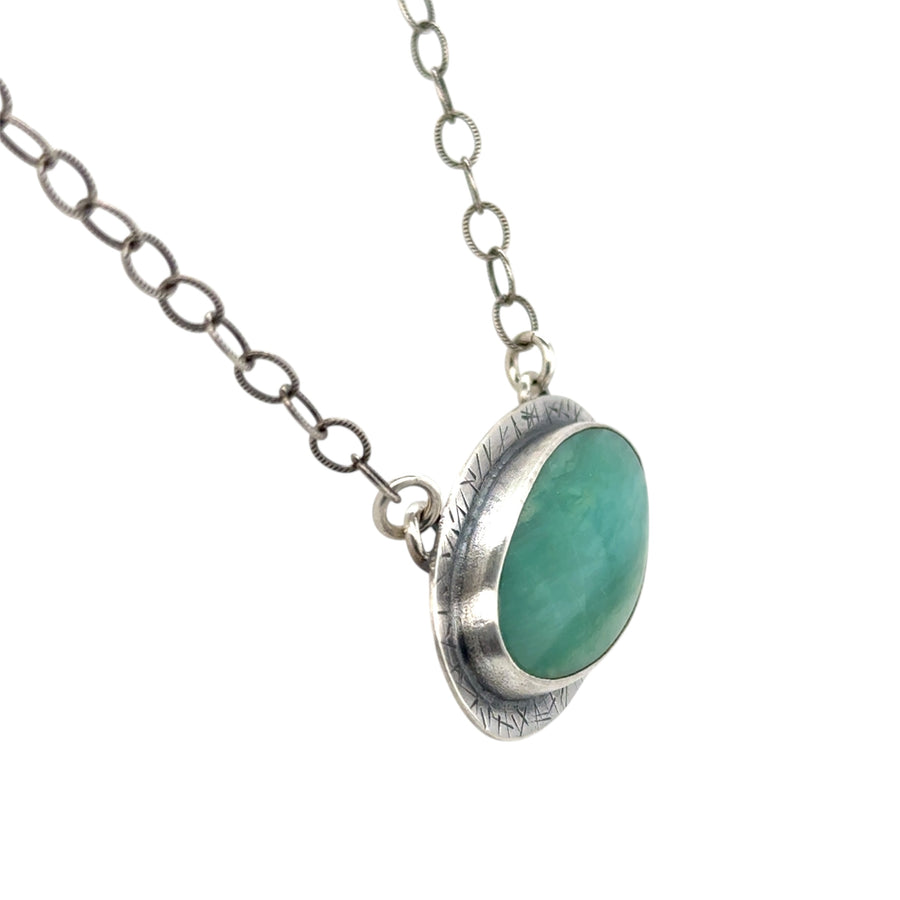 Necklace - Blue Opal Petrified Wood