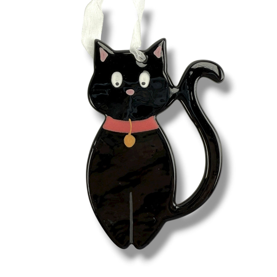 Black Cat Glass Ornament