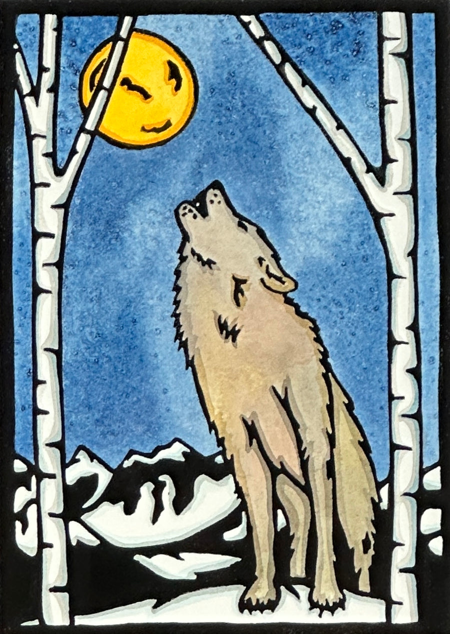 Howl at the Moon - Original Linocut
